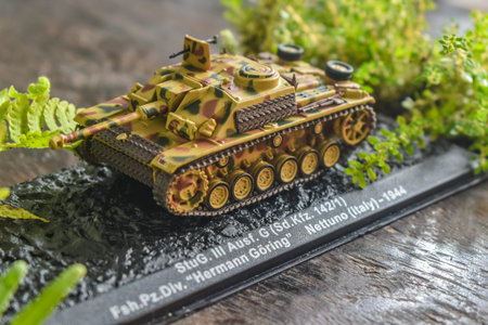 German tank from World War II era Sturmgeschütz III Ausführung G, this tank is very strongの写真素材