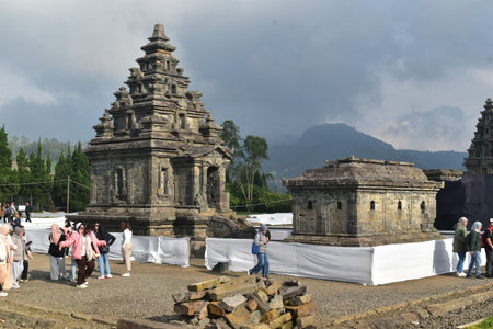 Arjuna Temple Complex in Dieng Indonesia, this is history travelの写真素材