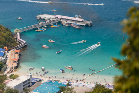 Top view at tawang beach in  koh Lan Pattaya City province Thailand on February 17, 2015