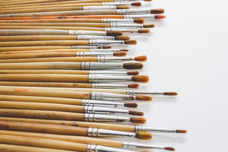 Brush on white paper backgroundの写真素材