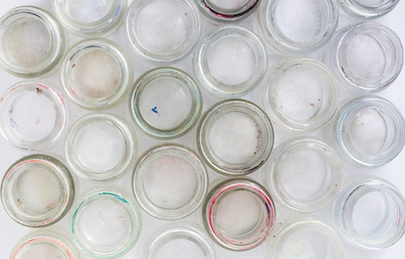 Empty  glass bottles background, color bottleの写真素材