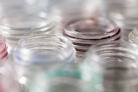 Empty  glass bottles background, color bottleの写真素材