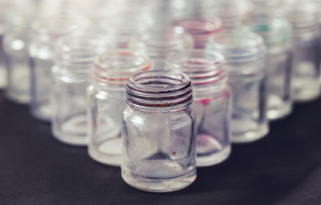 Empty  glass bottles background, color bottleの写真素材