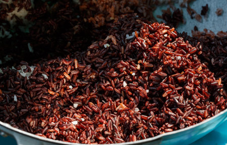 Rice berry cooked in a pot