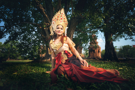 Beautiful Girl in Apsara at castle public  Thailandの写真素材