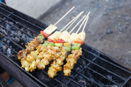 Tasty barbecue Pork, chicken, beef at marketの写真素材