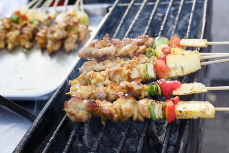 Tasty barbecue Pork, chicken, beef at marketの写真素材
