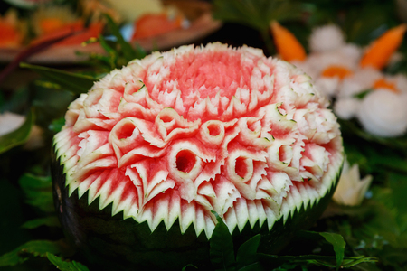 Beautiful Carve Fruit and Vegetable. Use decorative tablewareの写真素材
