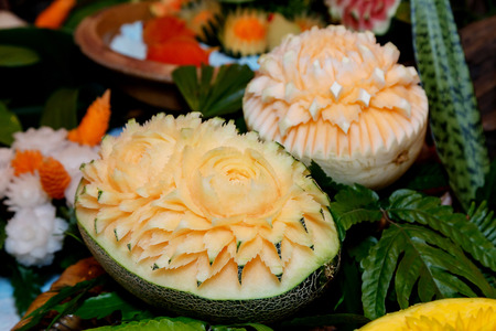 Beautiful Carve Fruit and Vegetable. Use decorative tablewareの写真素材