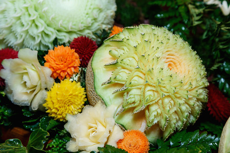 Beautiful Carve Fruit and Vegetable. Use decorative tablewareの写真素材