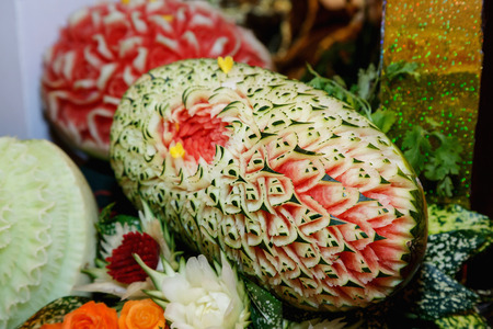 Beautiful Carve Fruit and Vegetable. Use decorative tablewareの写真素材