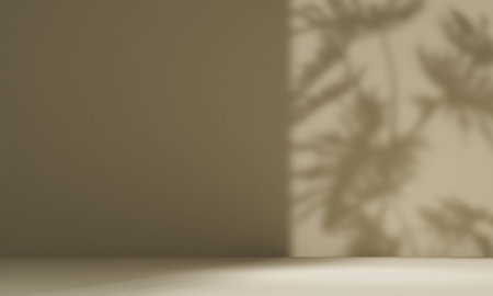sunshade shadow on cream wall, minimal background for presentation. 3d rendering
