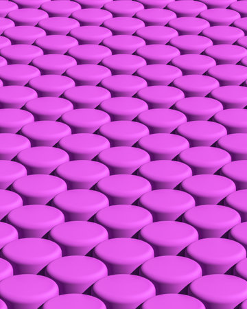 Rounded purple cylindrical objects repeating a pattern, abstract background. 3d renderingの写真素材