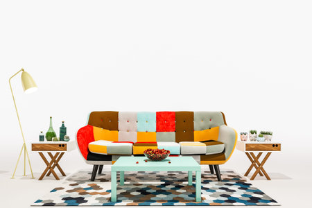 the modern furniture in white studio. design concept.