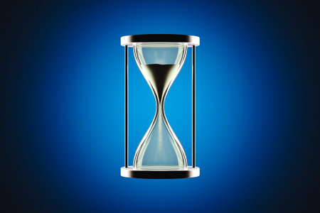 Hourglass with cold background.