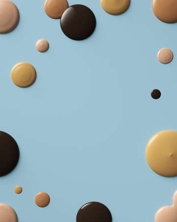 Multicolored liquid droplets on a white background, abstract background for presentation. 3d renderingの写真素材