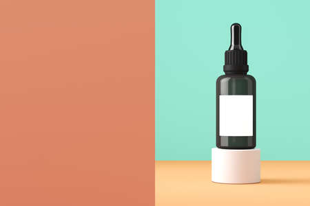 Minimalist abstract mockup background, The red gift box on white platform, Sunshade tropical plants shadow on white wall, tropical plant foreground. 3d renderingの写真素材