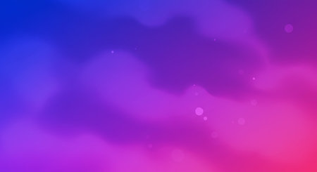 This abstract background features a soft blur gradient with a color spectrum ranging from blue to purple to pink, creating a dreamy and ethereal effect. The addition of small, blurred bubbles adds depth and texture, making it ideal for use in graphic design projects, website backgrounds, or as a decorative element.の素材