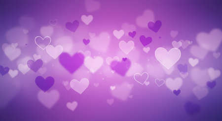 This is a purple background featuring hearts in different shapes and sizes, perfect for Valentine's Day. The design provides a whimsical and romantic feel for any creative project.の素材