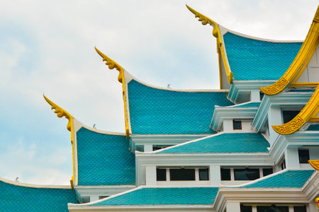Temple roof ancient architecture at the temple in Thailandの写真素材