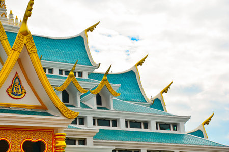 Temple roof ancient architecture at the temple in Thailandの写真素材