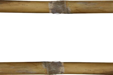 The natural bamboo frame. A white background.の写真素材