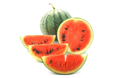 Watermelon fruit of thailand on white background 