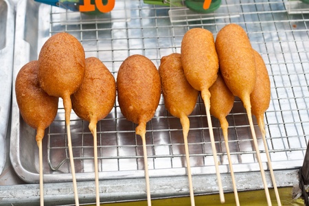 Fry bread on the market in thailand の写真素材