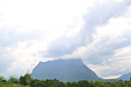 High mountain landscape in the day, the sky is cloudy の写真素材