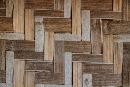 Old bamboo texture, weave cross a square corner 