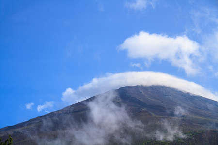 Mount Fuji during the summer with no snow cover.の写真素材