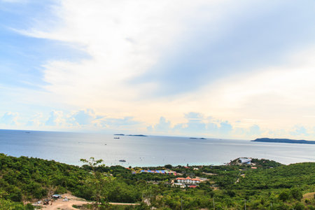 Beautiful scenery and landscapes of the sea around Koh Larn, Pattaya, Thailand 