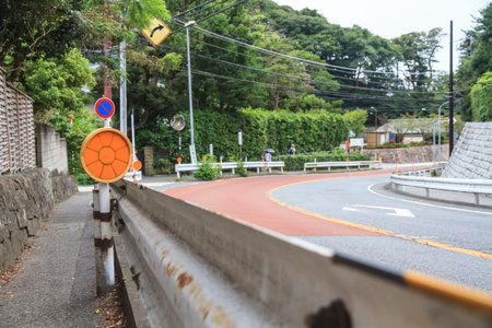 Road and curve warning signs.
