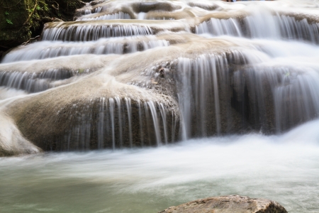 Erawan waterfall with emerald green water. Kanchanaburi, Thailand.の写真素材