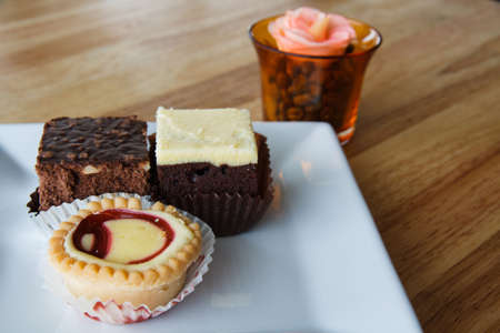 Bakery with tart cream and cake chocolate.の写真素材