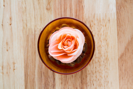 Coffee bean in glass is decoration in cafe.の写真素材