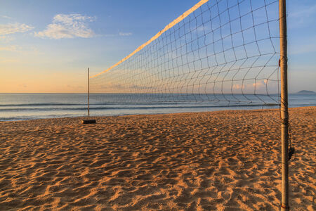 Volleyball net on the beach on summer.の写真素材