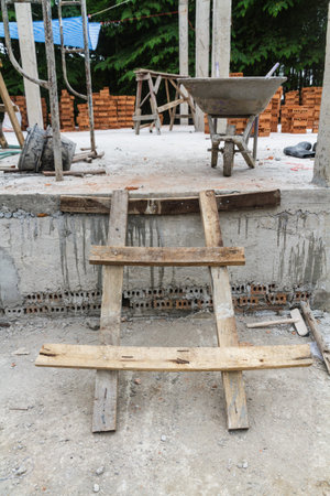 Stairs wooden for build in construction site