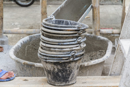 Bucket concrete for construction in construction site.