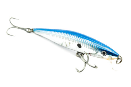 Artificial bait for fishing on white background.の写真素材