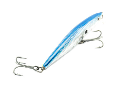 Artificial bait for fishing on white background.の写真素材