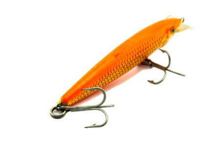 Artificial bait for fishing on white background.