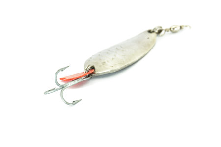 Artificial bait for fishing on white background.