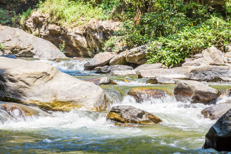 Vachirathan Waterfall or Namtok Vachirathan, Chom thong, Chiang mai, Thailand.の写真素材