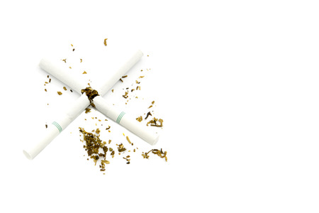 Cigarette broken isolated on white background. World no tobacco day, 31 may.の写真素材