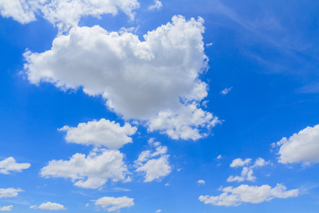 Blue sky and white cloud on summer. Good weather day background.の写真素材