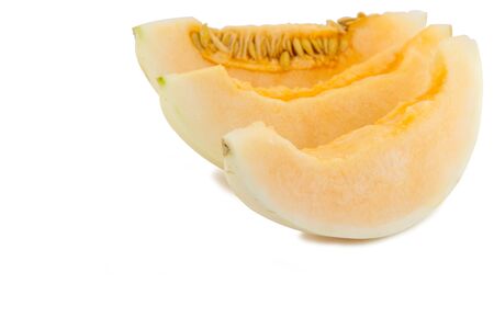 Cantaloupe isolated on white background. clipping path in picture.の写真素材