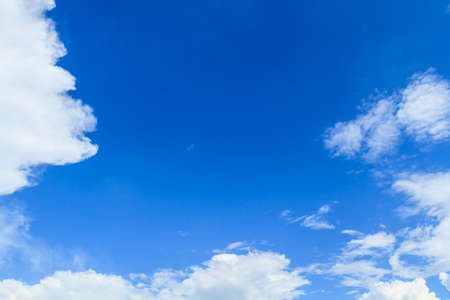 Blue sky and white cloud on summer. Good weather day background.の写真素材