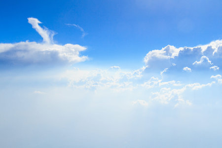 Blue sky and white cloud on summer. Good weather day background with copy space.