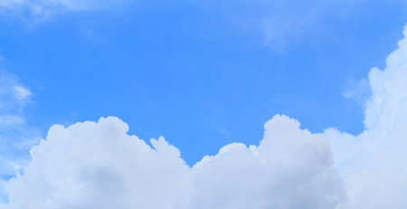 Blue sky and white cloud on summer. Good weather day background with copy space.